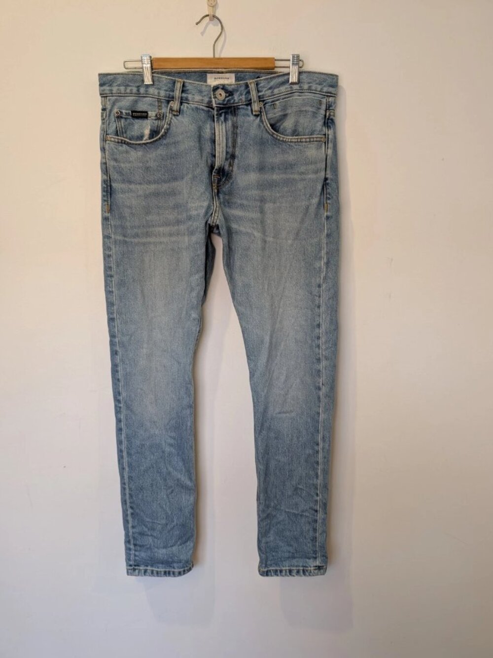 Blue lady's tight denim pants